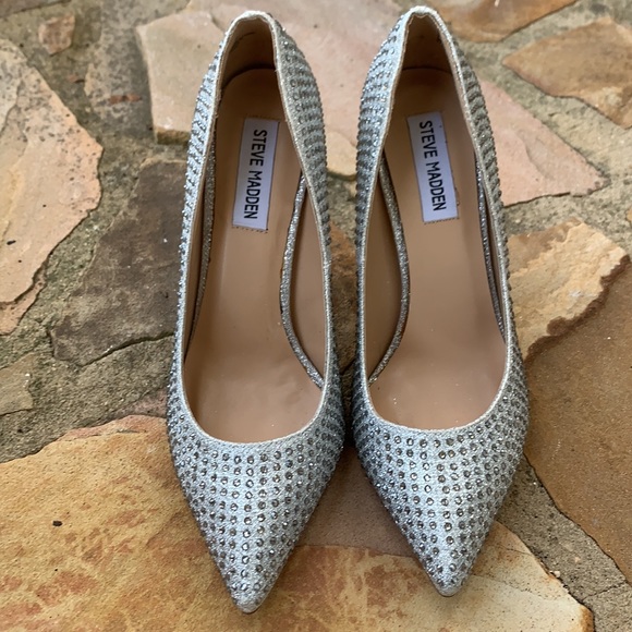 Steve Madden heels silver rhinestone style Adella size 6.5 - Picture 5 of 7
